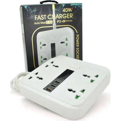 Мережевий фільтр живлення Voltronic TВ-Т18, 4роз, 2*USB+PD White (OS-Т18-White)