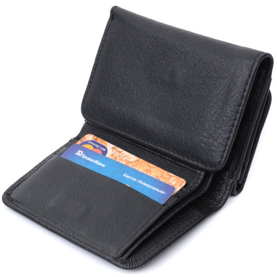 Гаманець ST Leather З натуральної шкіри Чорний (22722)