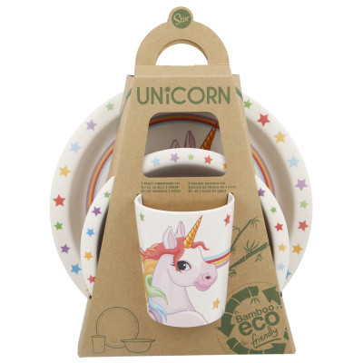 Набір дитячого посуду Stor Unicorns, Bamboo Set (Stor-01005)