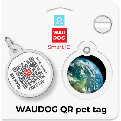 Адресник для тварин WAUDOG Smart ID з QR паспортом &quot;Земля&quot;, коло 30 мм (230-4029)
