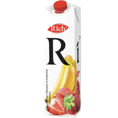 Сік Rich Бананово-полуничний нектар з м&#039;якоттю 1 л (4820039352750)