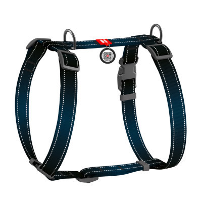 Шлея для собак WAUDOG Nylon Mono з QR-паспортом, пластиковий фастекс М чорна (52721)