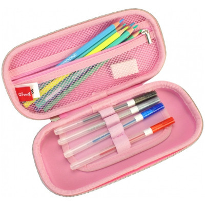 Пенал Cool For School блискучий 1 відділення з органайзером рожевий (QT-5780-Pink)