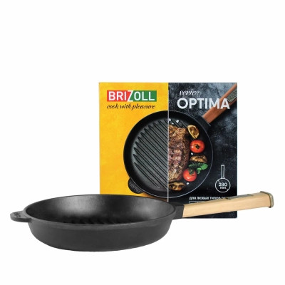 Сковорода Brizoll Optima чавунна Гриль з ручкою 280х50 мм (O2850G-P)