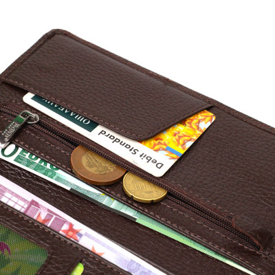 Гаманець Bond Accessories З натуральної зернистої шкіри Коричневий (22052)