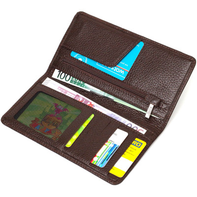 Гаманець Bond Accessories З натуральної зернистої шкіри Коричневий (22052)