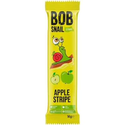 Цукерка Bob Snail Равлик Боб Яблоко страйп, 14 г (4820219344247)