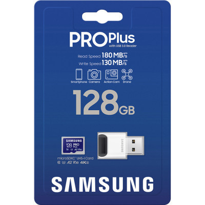 Карта пам&#039;яті Samsung 128GB microSDXC calss 10 UHS-I V30 Pro Plus (MB-MD128SB/WW)