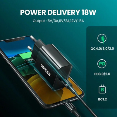 Зарядний пристрій Ugreen CD137 20W Type-C PD Charger (Black) (10191)