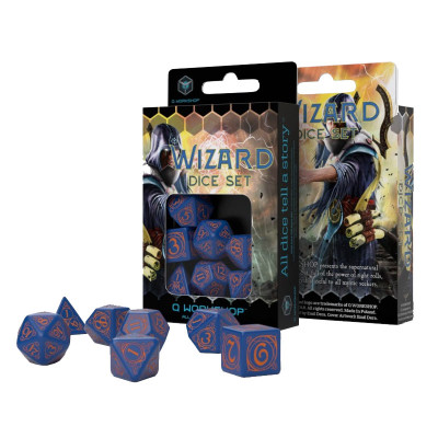 Набір кубиків для настільних ігор Q-Workshop Wizard Dark-blue orange Dice Set (7 шт) (SWIZ90)