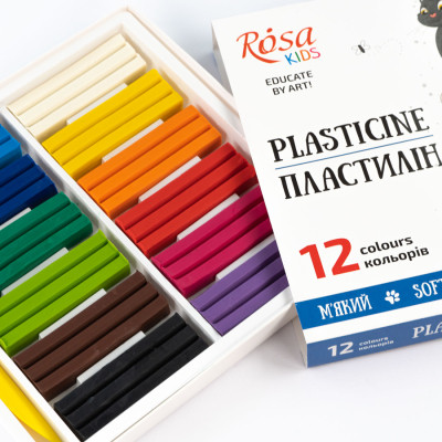 Пластилін Rosa Kids Cats, зі стеком, 12 кольорів 192 г (4823098541592)