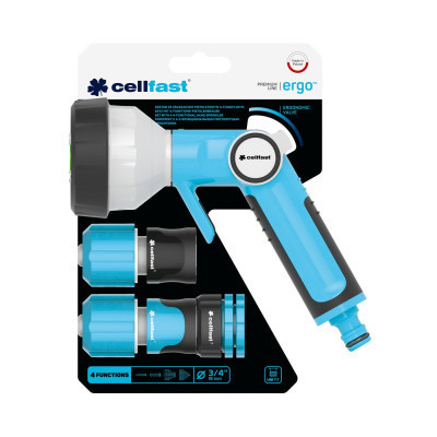 Пістолет для поливу Cellfast з підключенням 3/4&quot; , 2 коннектора, адаптер (53-545)