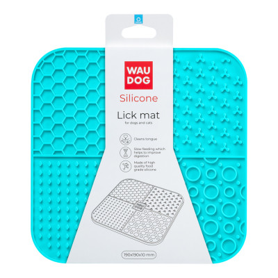 Універсальний посуд для тварин WAUDOG Silicone Килимок для злизування 19х19х1 см блакитний (23522)