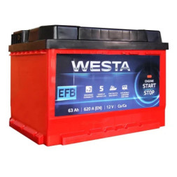 Акумулятор автомобільний Westa 6CT-63 А (0) RED EFB