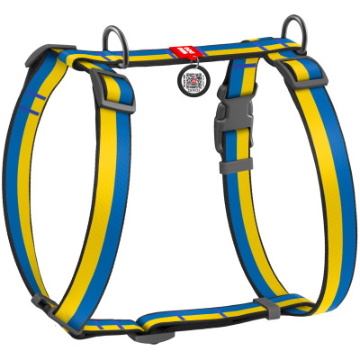 Шлея для собак WAUDOG Nylon з QR паспортом анатомічна H-подібна &quot;Colors of freedom&quot; M (5150-4020)