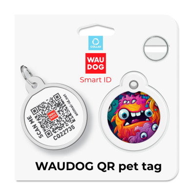 Адресник для тварин WAUDOG Smart ID з QR паспортом &quot;Зубасті монстри&quot;, коло 30 мм (230-4048)