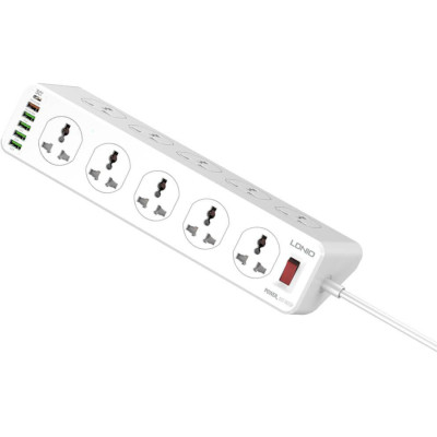 Мережевий фільтр живлення LDNIO SC10610, 5роз + 3USB (SC10610)