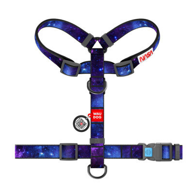 Шлея для собак WAUDOG Nylon анатомічна H-подібна з QR-паспортом &quot;NASA21&quot; пластиковий фастекс L (322-0148)