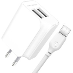 Зарядний пристрій XO 2xUSB + cable USB-C white (XO-L35-TC)