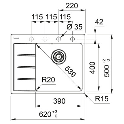 Мийка кухонна Franke Centro CNG 611-62 TL /114.0630.458 (114.0630.458)