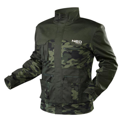 Куртка робоча Neo Tools CAMO, розмір S (48), 255 г/м2, високий комір, кишені на блис (81-211-S)