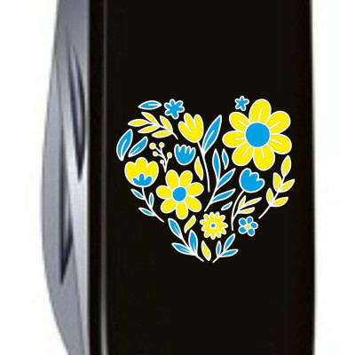 Ніж Victorinox Spartan Ukraine 91 мм Чорний Квіткове серце (1.3603.3_T1246u)
