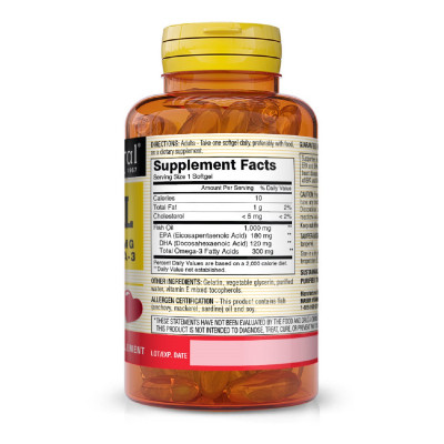 Жирні кислоти Mason Natural Риб&#039;ячий жир з Омега-3, Omega-3 Fish Oil, 200 гелевих капсул (MAV12230)
