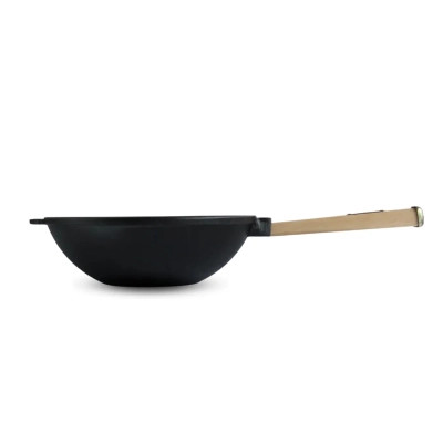 Сковорода Brizoll чавунна WOK з дерев&#039;яною ручкою 2,8 л 260х80 мм (W26H)