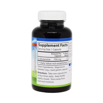Амінокислота Carlson Глютамін 750мг, L-Glutamine, 90 капсул (CL6821)