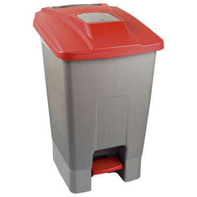 Контейнер для сміття Planet Household з педаллю сірий з червоним 100 л (6822)