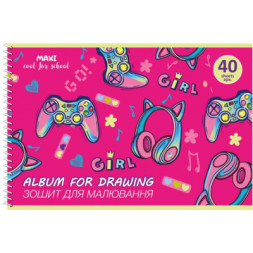 Альбом для малювання Maxi А4 на спіралі 40 аркушів, 100г/м2 (MX60924)