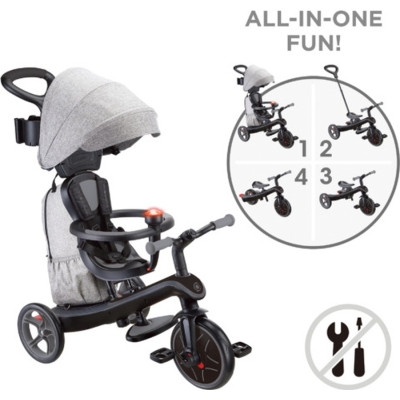 Дитячий велосипед Globber Explorer trike Deluxe play 4 в 1 чорно-сірий (636-120)