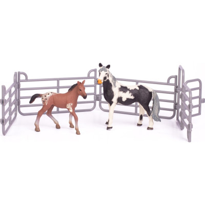 Фігурка Kids Team набір Ферма кінь Американський пейнтхорс, ч/б забарвлення з лошам (Q9899-X5_1)
