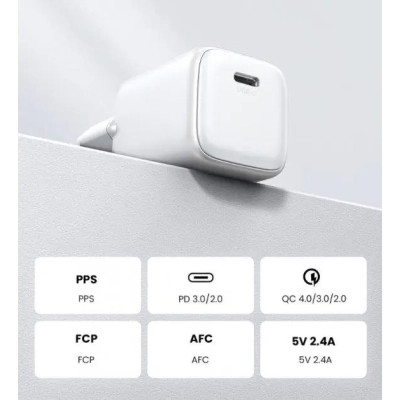 Зарядний пристрій Ugreen USB-C PD20W GaN CD318 white (15324)