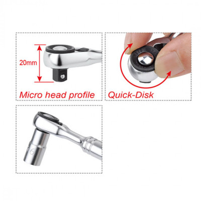 Тріскачка Toptul міні 1/4&quot; 60 зубців, швидкий диск (CHDU0801)