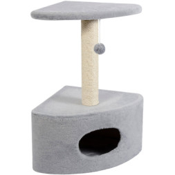 Дряпка (кігтеточка) для котів Природа Д11 з будкою кутова (сіра) (4820157403143)