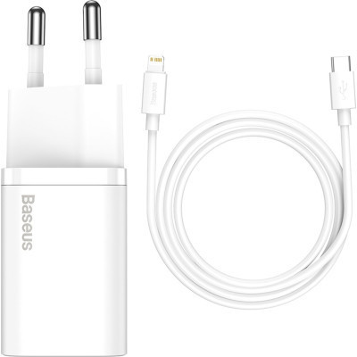 Зарядний пристрій Baseus Super Si 1C 20W With Simple Wisdom Data Cable Type-C/iP White (TZCCSUP-B02)