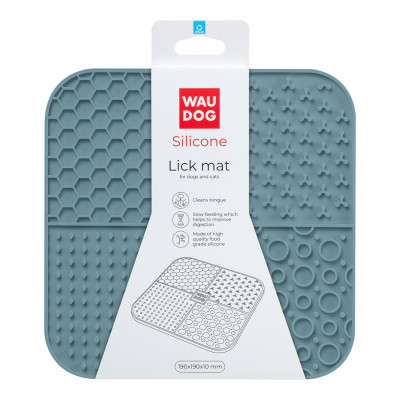 Універсальний посуд для тварин WAUDOG Silicone Килимок для злизування 19х19х1 см сірий (235211)