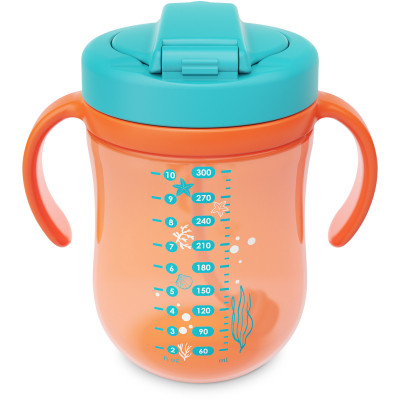 Поїльник-непроливайка Baboo Sea Life із гравітаційною кулькою, 300 мл, 9+ міс, помаранчева (8-132)