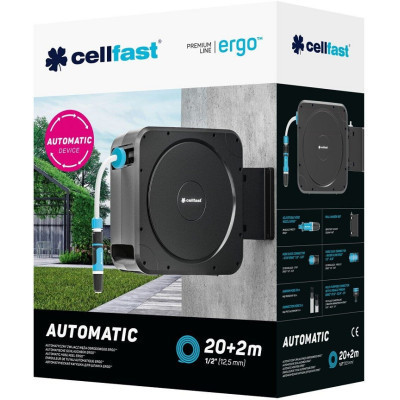 Шланг для поливу Cellfast на котушці ERGO, 20м+2м, шланга 1/2&quot;, комплект конекторів та зрошувач ERGO (55-410)