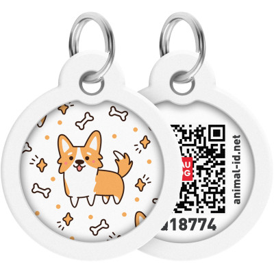 Адресник для тварин WAUDOG Smart ID з QR паспортом &quot;Корги&quot;, круг 30 мм (230-0212)