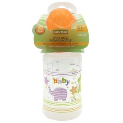 Пляшечка для годування Baby Team з широким горлом 6+, 250 мл (1002_оранжевый)