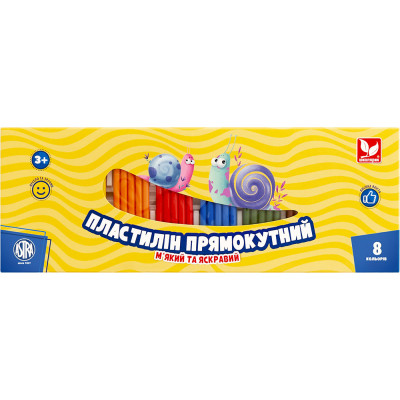 Пластилін Школярик Прямокутний 8 кольорів 184 г (303116002-UA)
