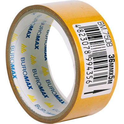 Скотч Buromax двосторонній на поліпропіленовій основі 36 мм х 5 м (BM.7508)