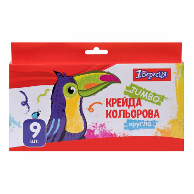 Крейда 1 вересня кольорова 9 шт. JUMBO &quot;Zoo Land&quot; (400447)