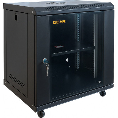 Шафа настінна GEAR 12U 19&quot; 600x450x650 мм, + полка 19&quot;, black (GWMSN-12U-600-450)