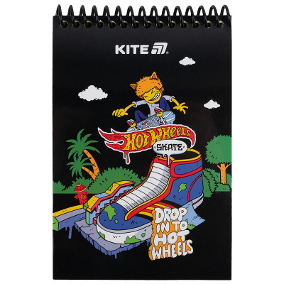 Блокнот Kite на спіралі Hot Wheels А6, 48 аркушів, нелінований (HW25-196-2)