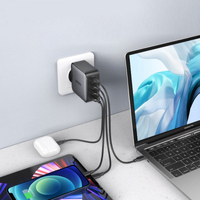 Зарядний пристрій Ugreen 4xUSB 100W (3xUSB-C+USB-A) Gan Tech Fast GAN Charger black CD226 (40747)