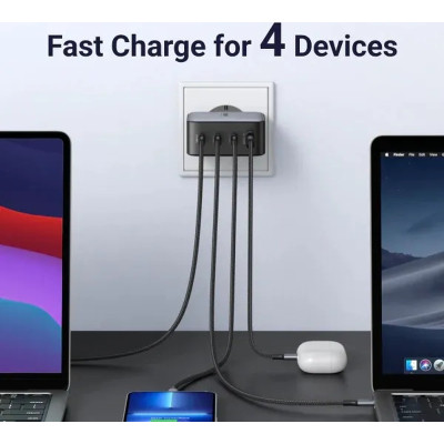 Зарядний пристрій Ugreen 4xUSB 100W (3xUSB-C+USB-A) Gan Tech Fast GAN Charger black CD226 (40747)