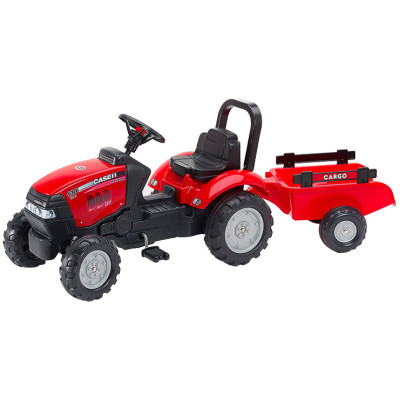 Веломобіль Falk Case IH трактор на педалях з причепом червоний (961B)